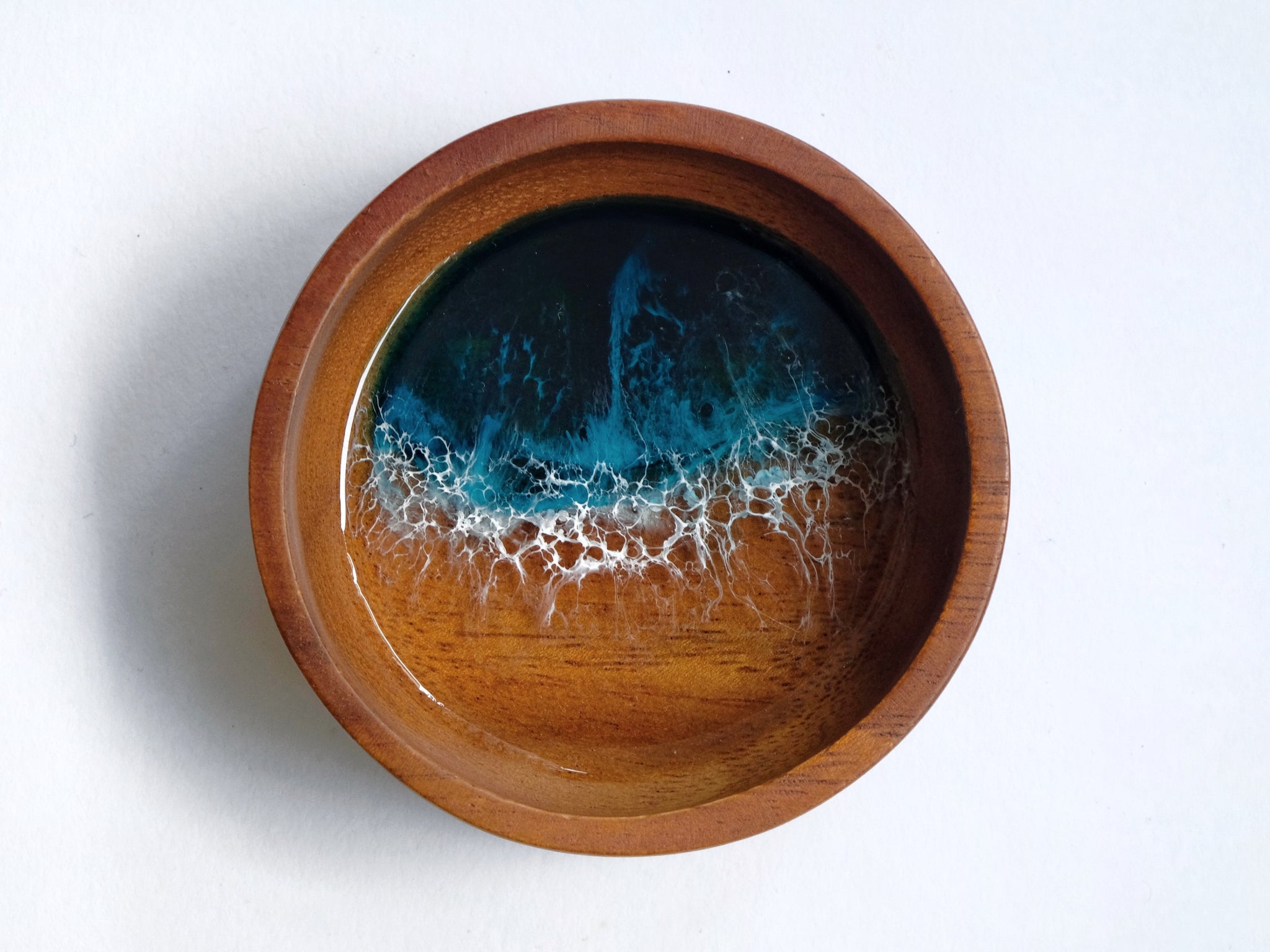 Round Trinket Bowl (8.9cm; Dark): Dark Teal Seascape