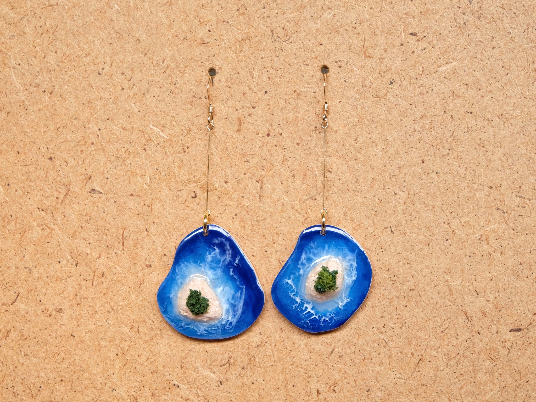 Island Earrings Collection: Blue on Beige #2