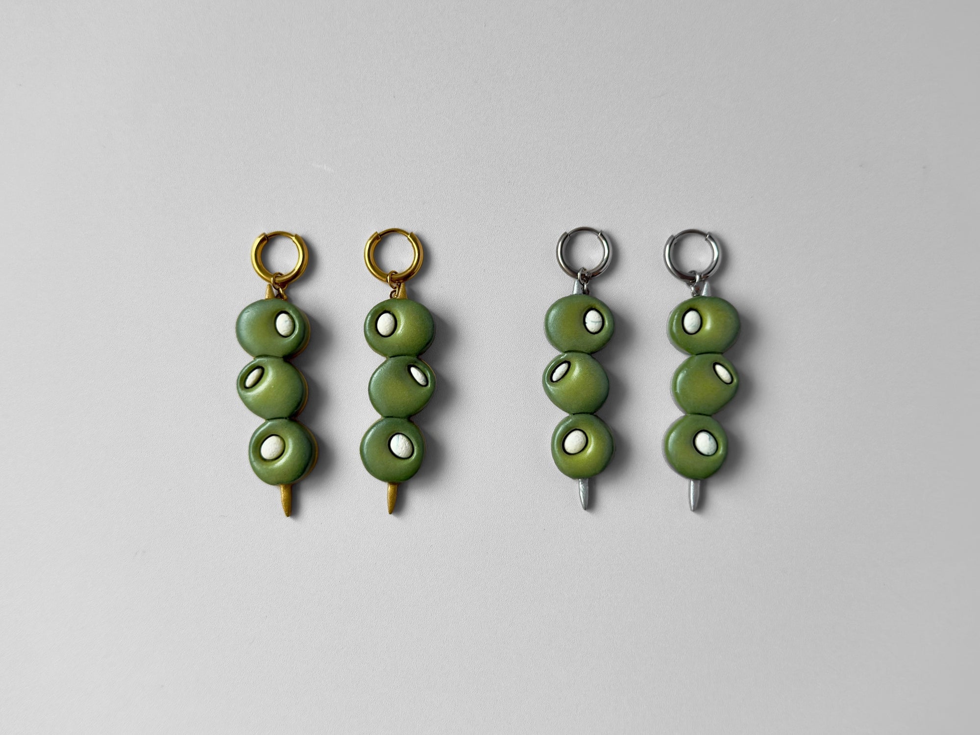 Martini Olive Earrings: Pimento and Blue Cheese