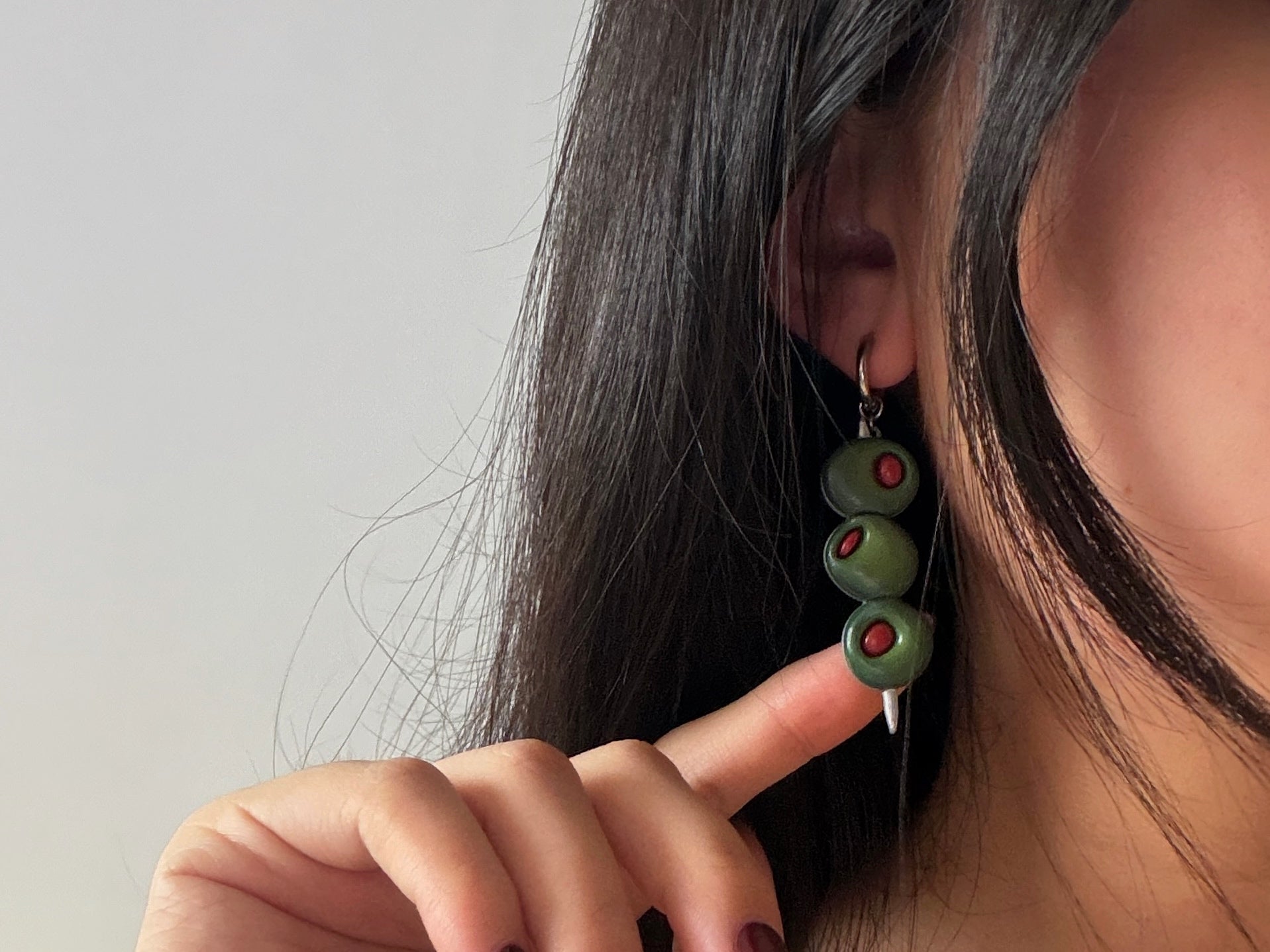 Martini Olive Earrings: Pimento and Blue Cheese