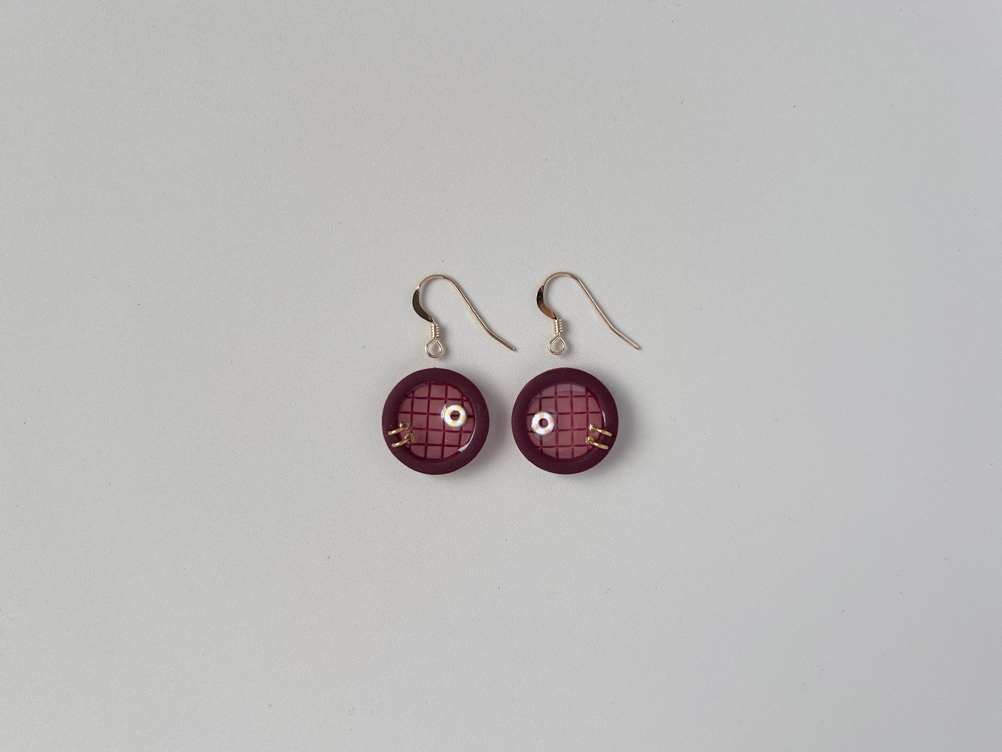 Burgundy Pools: Mini Circle Earrings