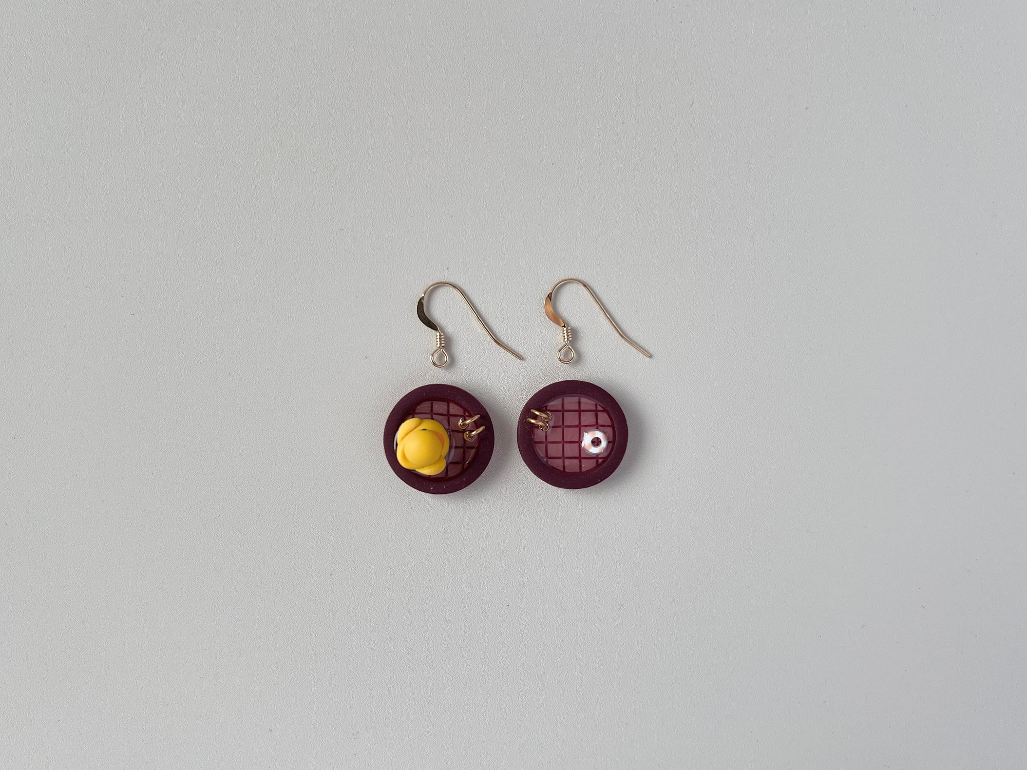 Burgundy Pools: Mini Circle Earrings (Mismatched)