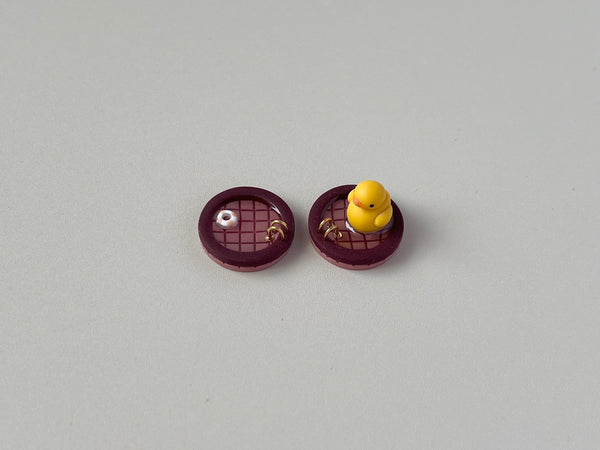 Burgundy Pools: Mini Circle Earrings (Mismatched)