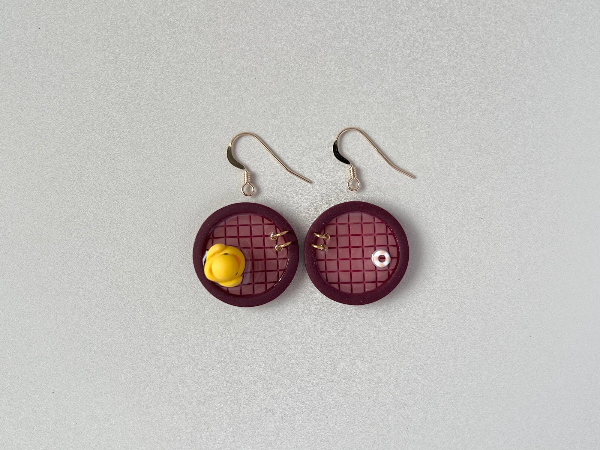 Burgundy Pools: Circle Earrings (Mismatched)