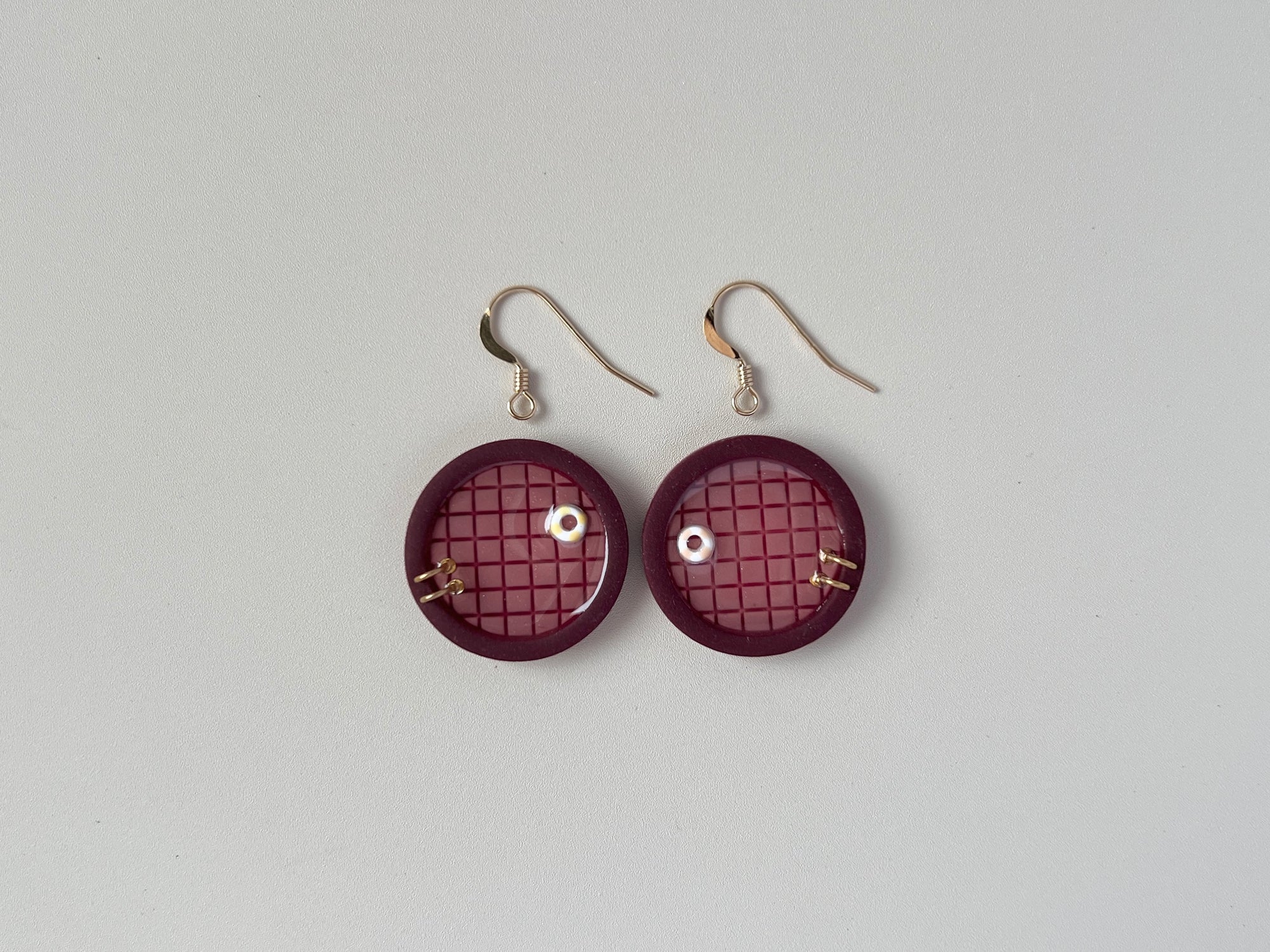 Burgundy Pools: Circle Earrings