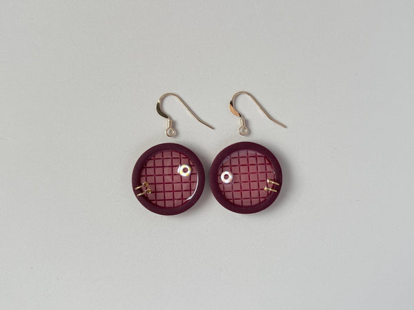 Burgundy Pools: Circle Earrings