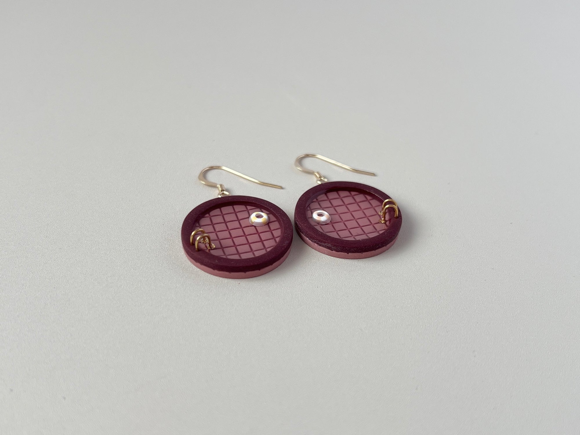 Burgundy Pools: Circle Earrings