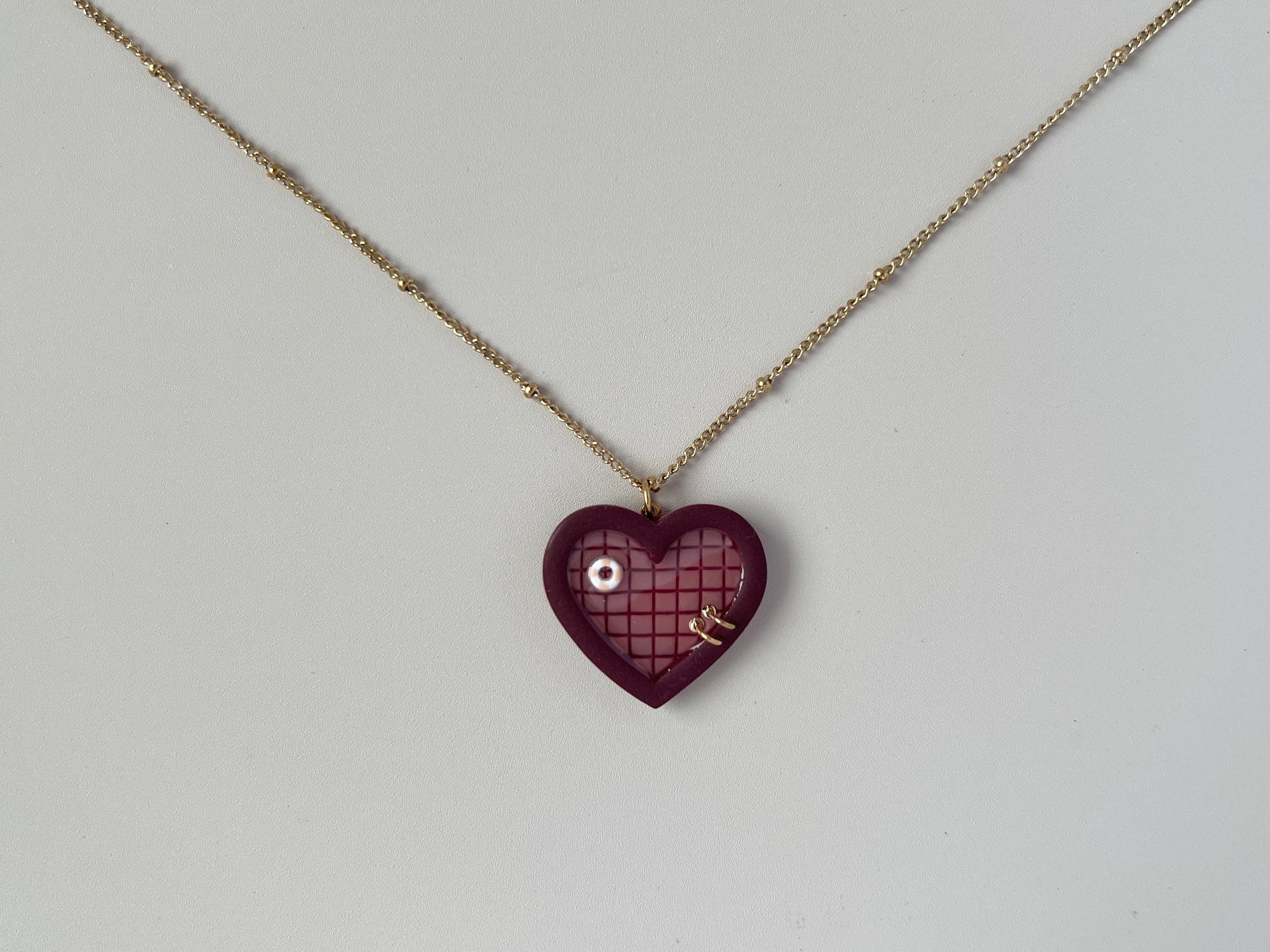 Burgundy Pools: Small Heart Necklaces