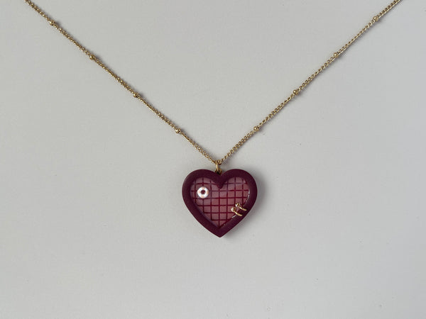 Burgundy Pools: Small Heart Necklaces