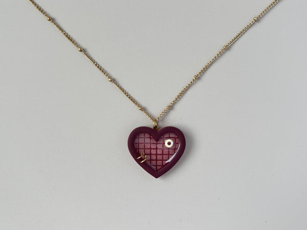 Burgundy Pools: Small Heart Necklaces