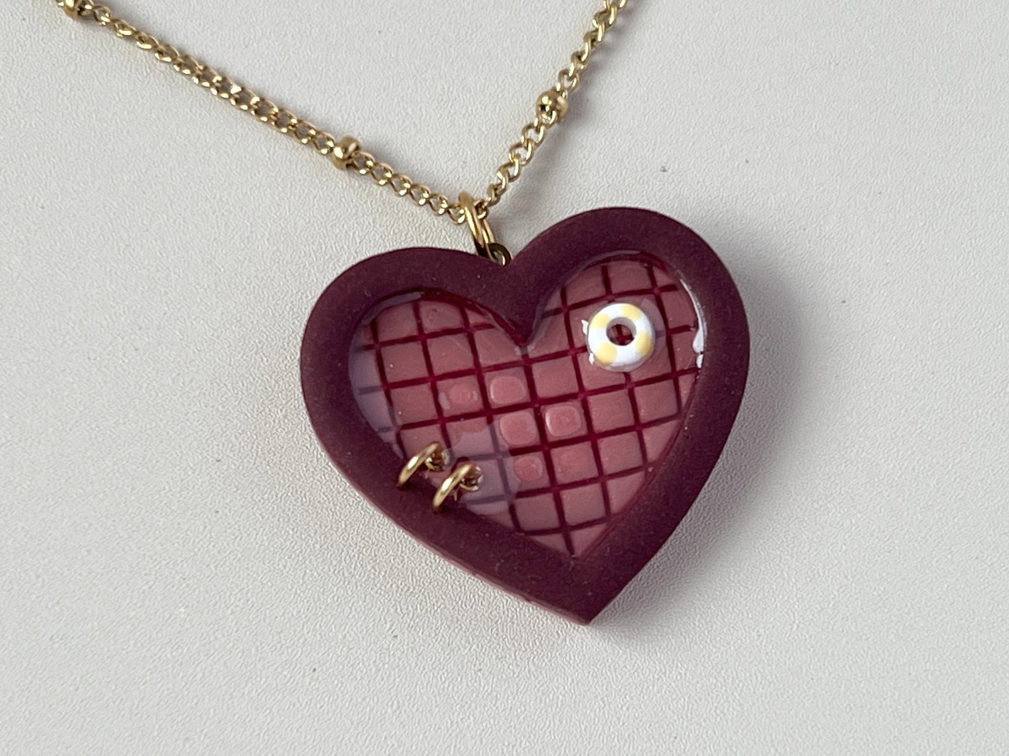 Burgundy Pools: Small Heart Necklaces