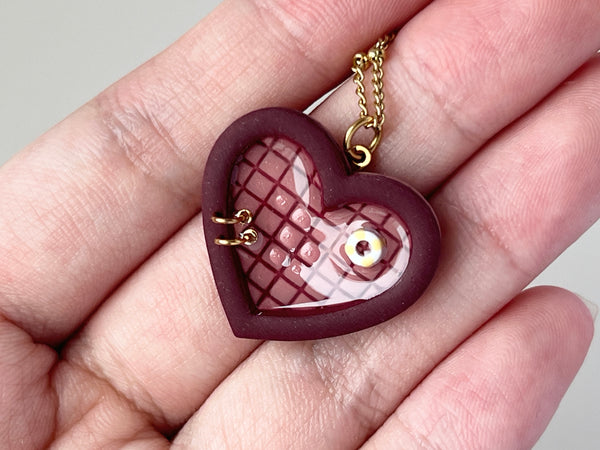 Burgundy Pools: Small Heart Necklaces