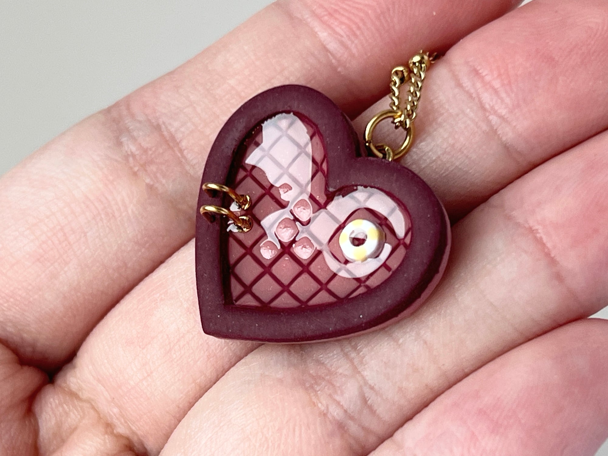 Burgundy Pools: Small Heart Necklaces