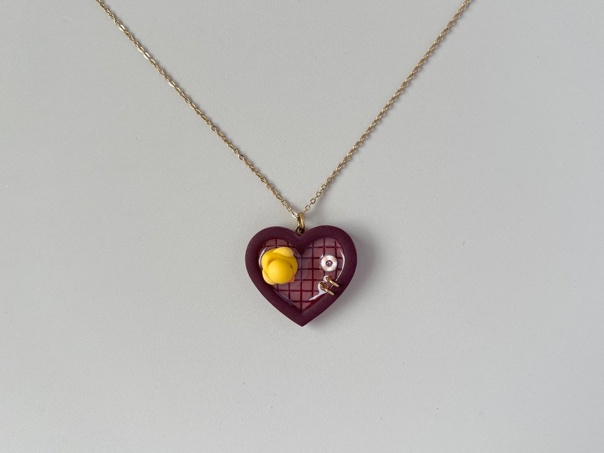 Burgundy Pools: Small Heart Necklace (Duck)