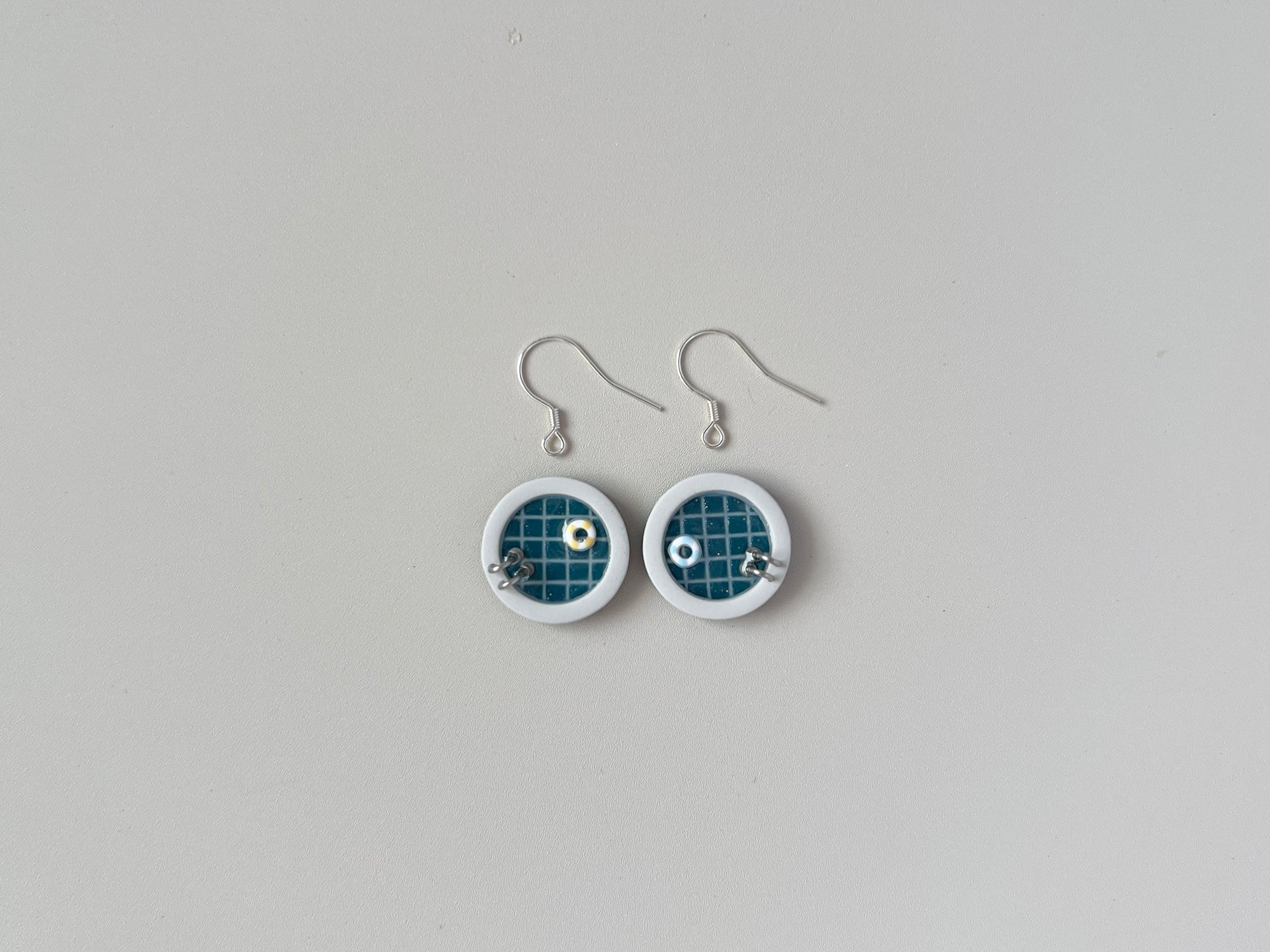 Navy Teal Pools: Mini Circle Earrings