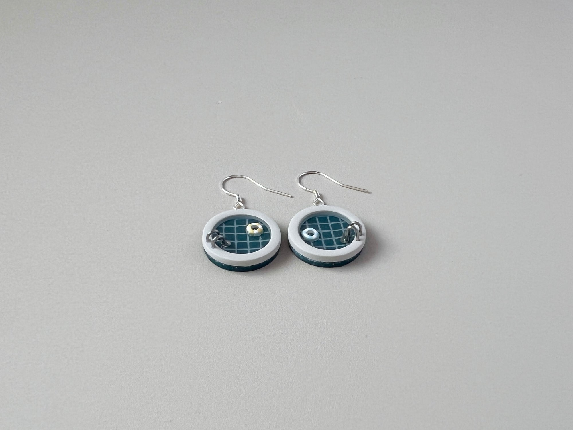 Navy Teal Pools: Mini Circle Earrings