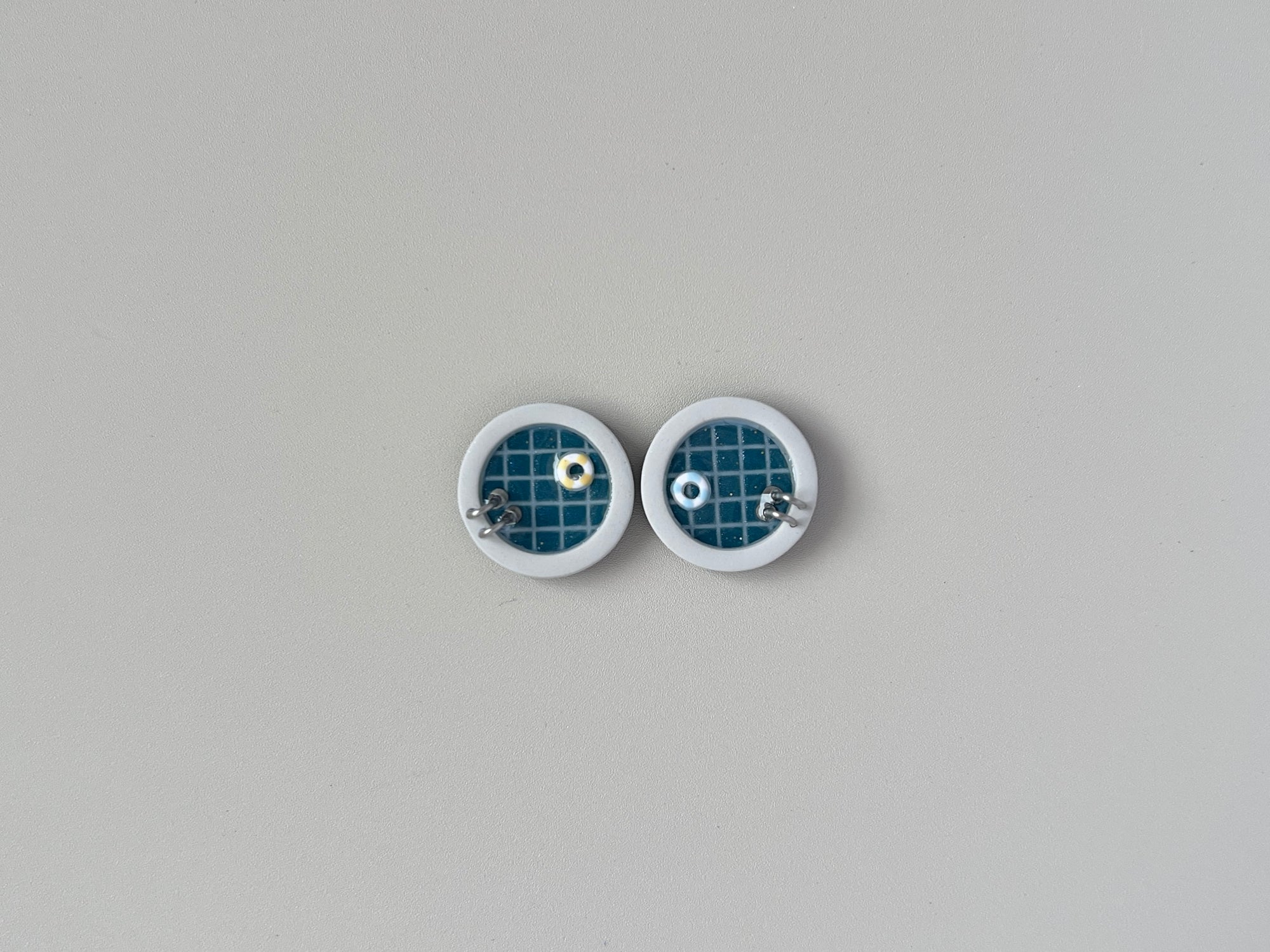 Navy Teal Pools: Mini Circle Earrings