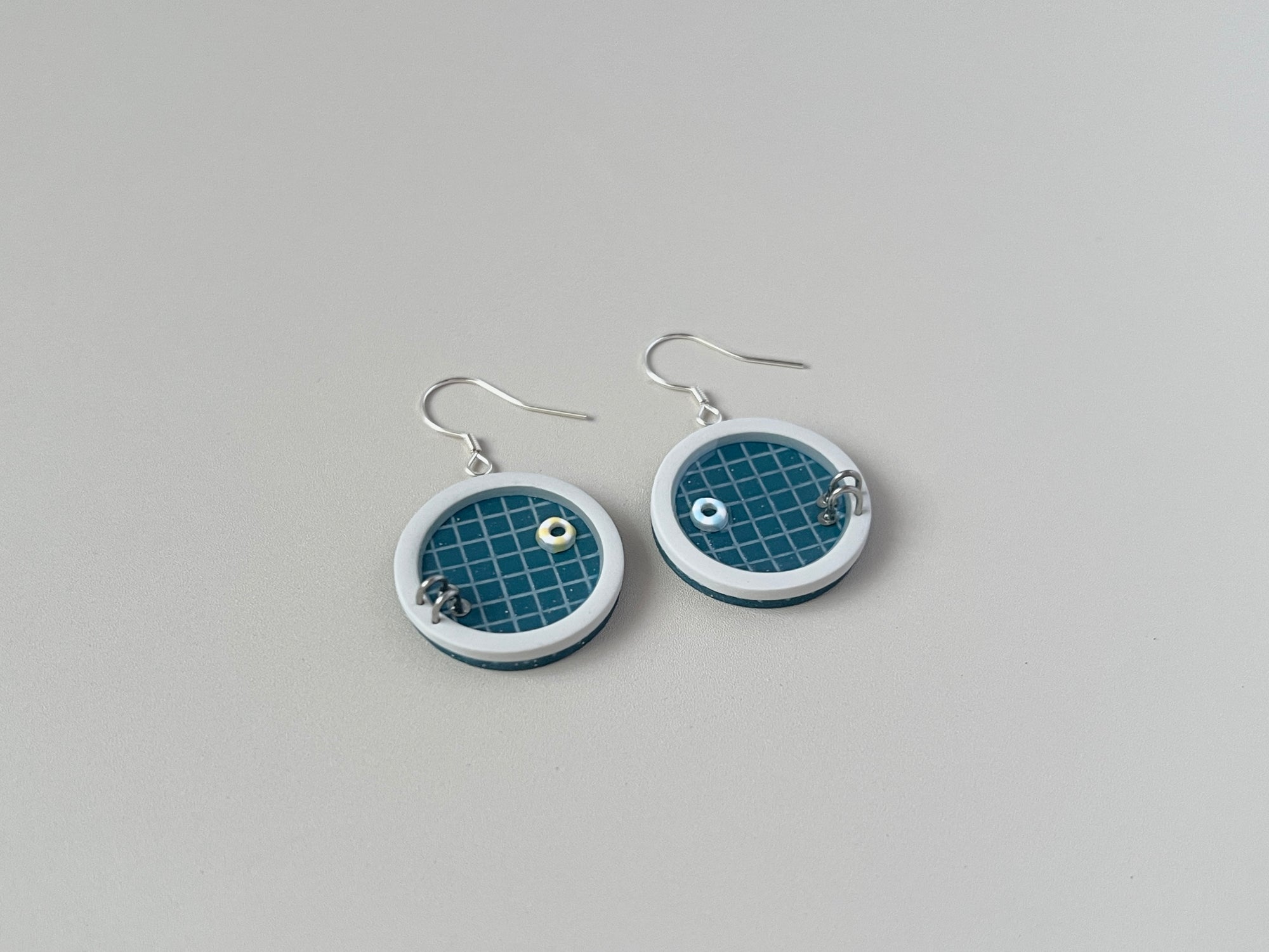 Navy Teal Pools: Circle Earrings