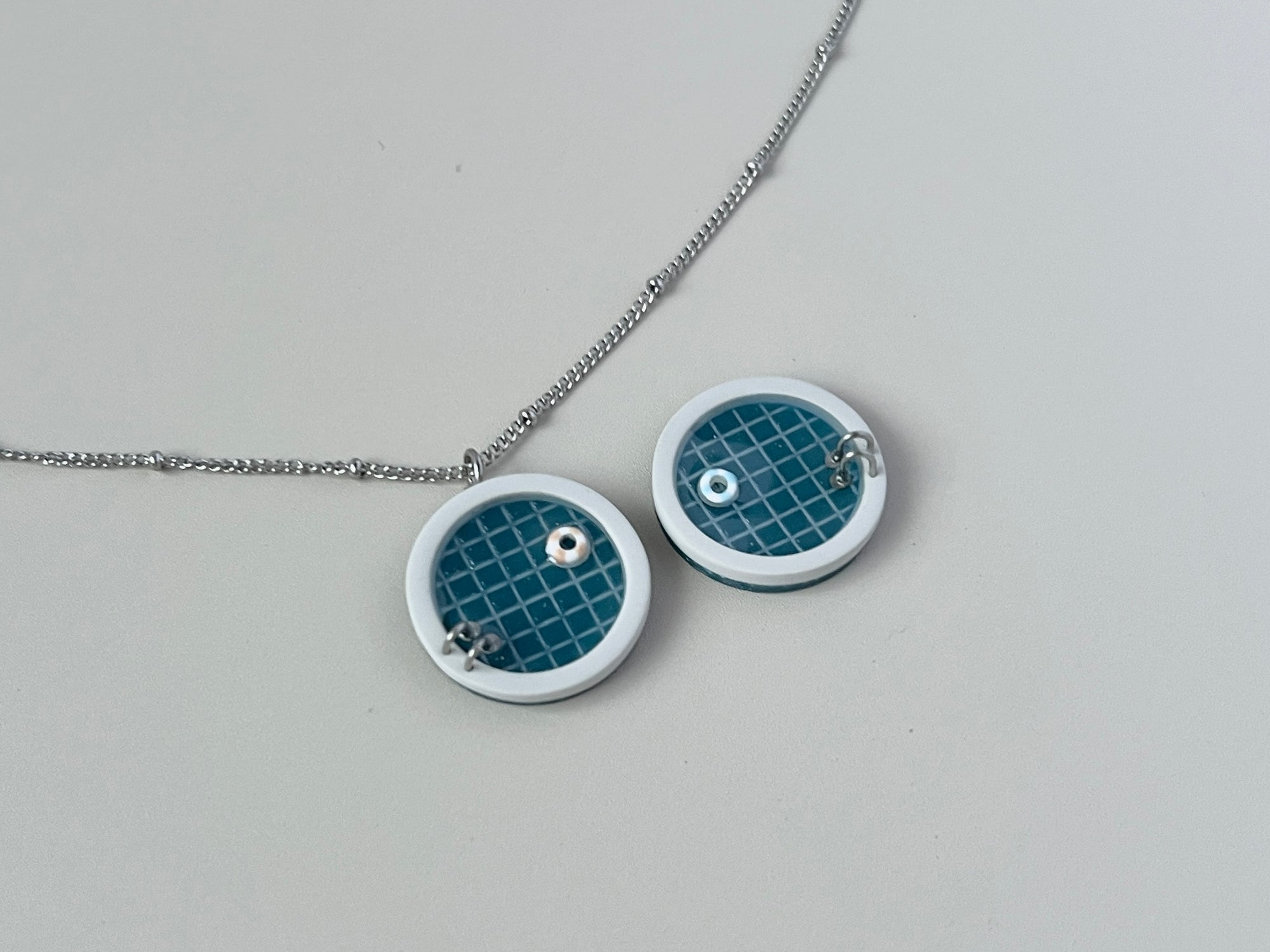 Navy Teal Pools: Circle Necklaces