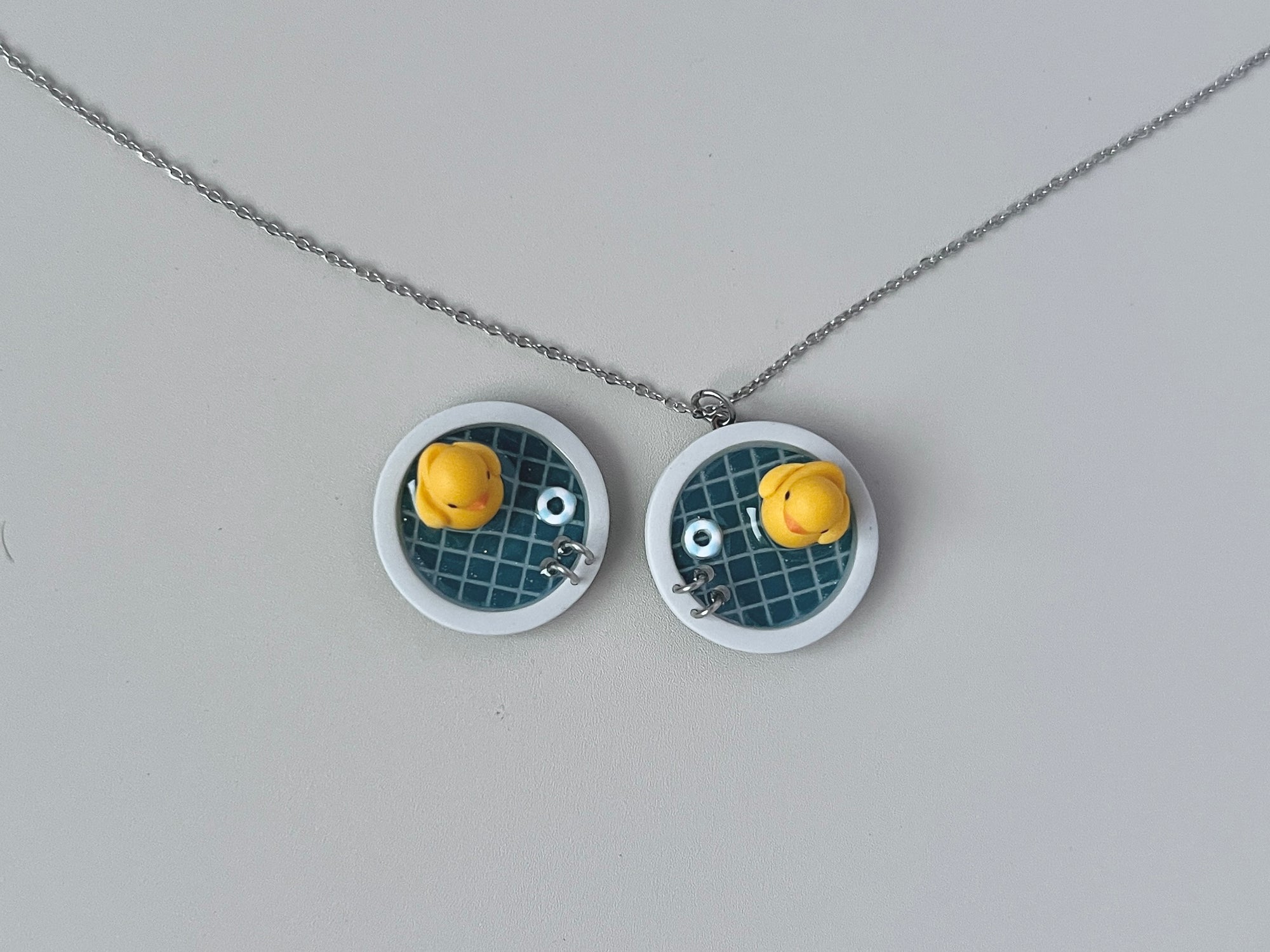 Navy Teal Pools: Circle Necklaces (Duck)