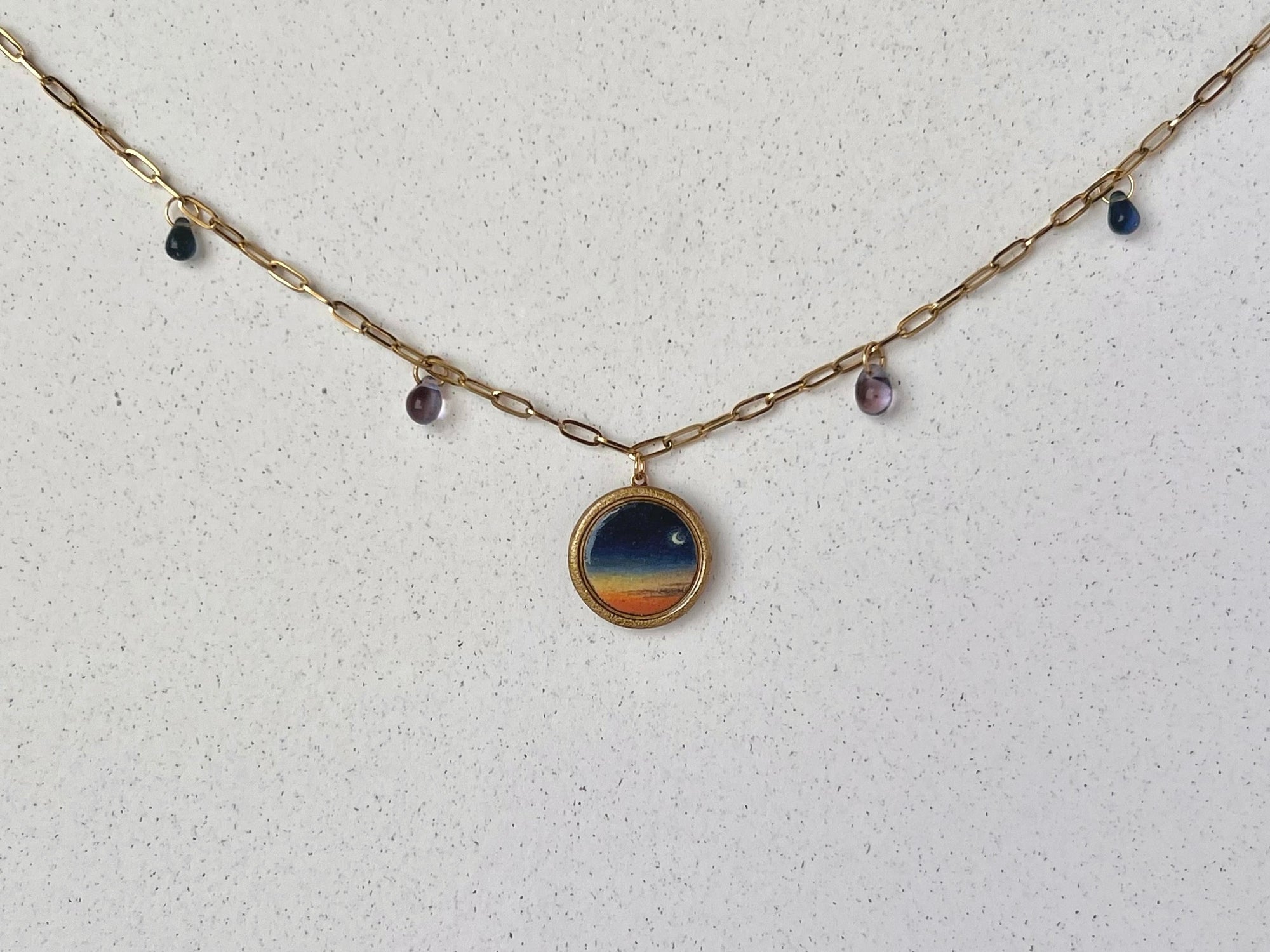 Painted Sunrise Charm Necklace #3