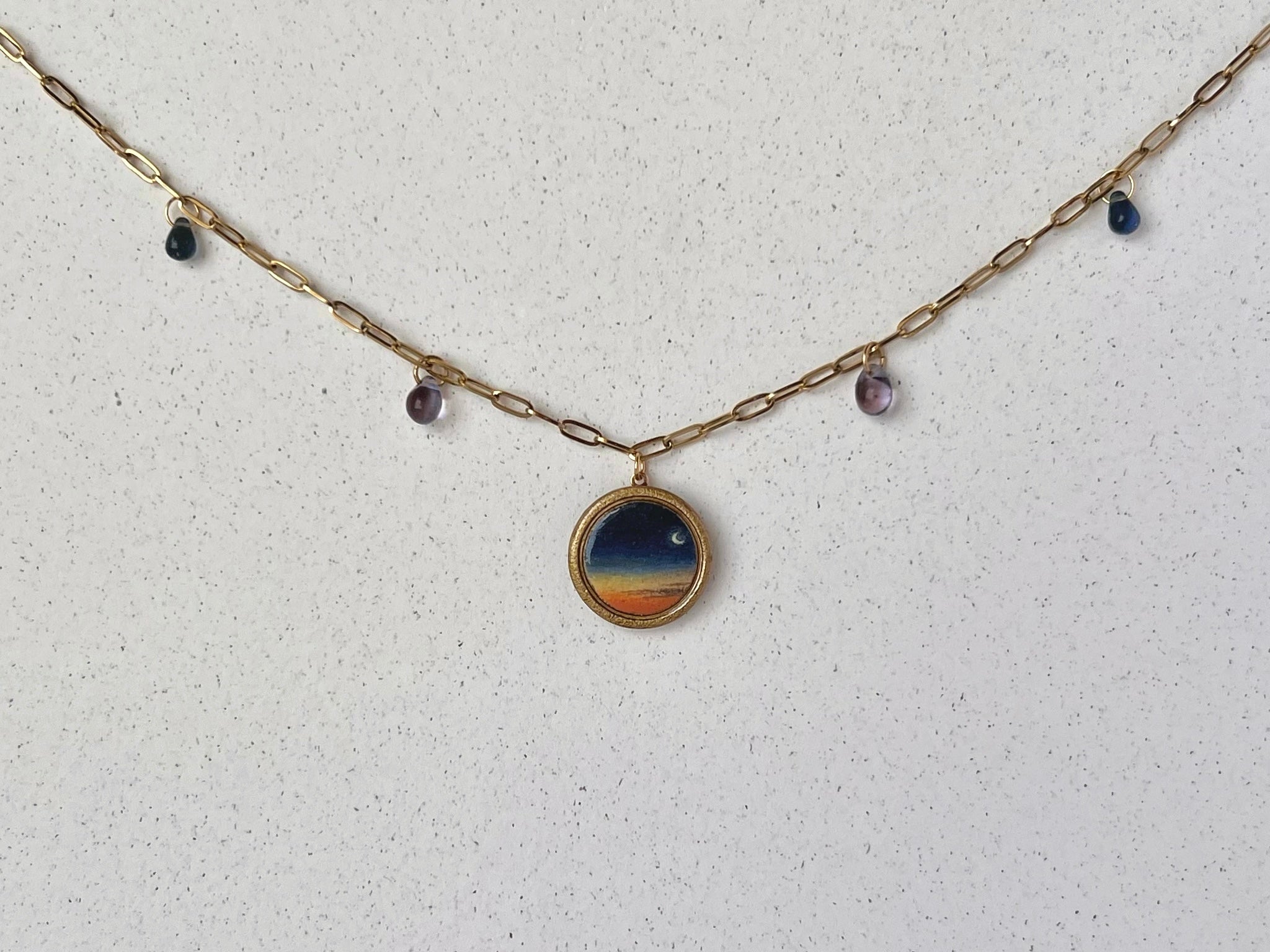 Painted Sunrise Charm Necklace #3