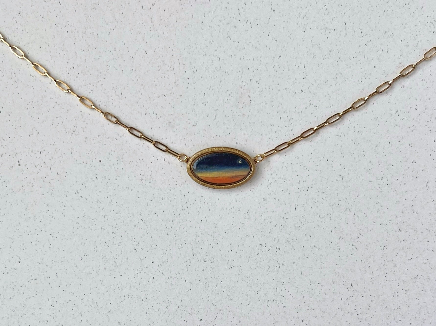 Painted Sunrise Oval Link Necklace #2