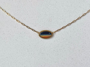 Painted Sunrise Oval Link Necklace #2