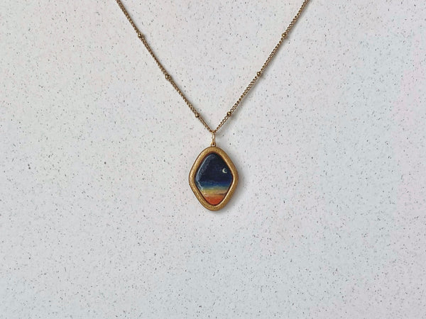 Painted Sunrise Ball Chain Necklace #3