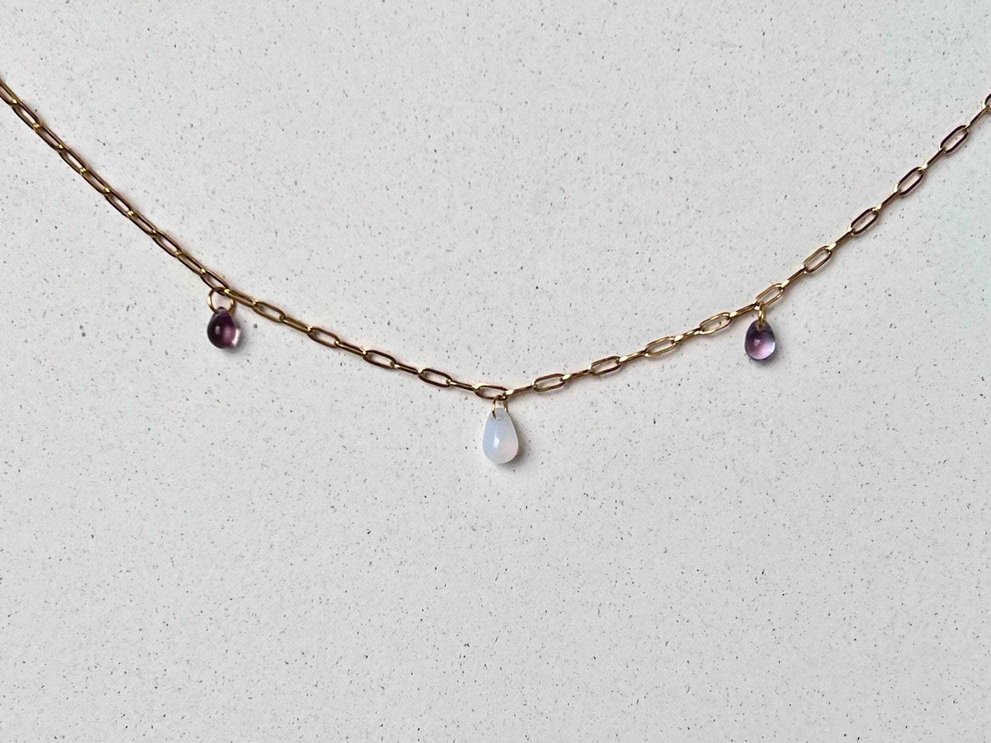 Aurora Glass Charm Necklace: Opaline & Purple