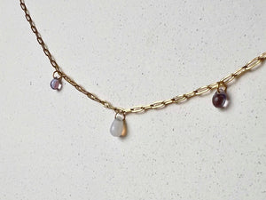 Aurora Glass Charm Necklace: Opaline & Purple