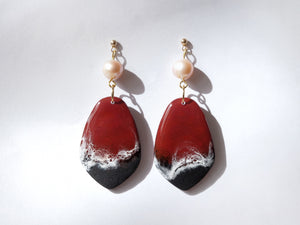 Red & Black Beachscape Earrings #1