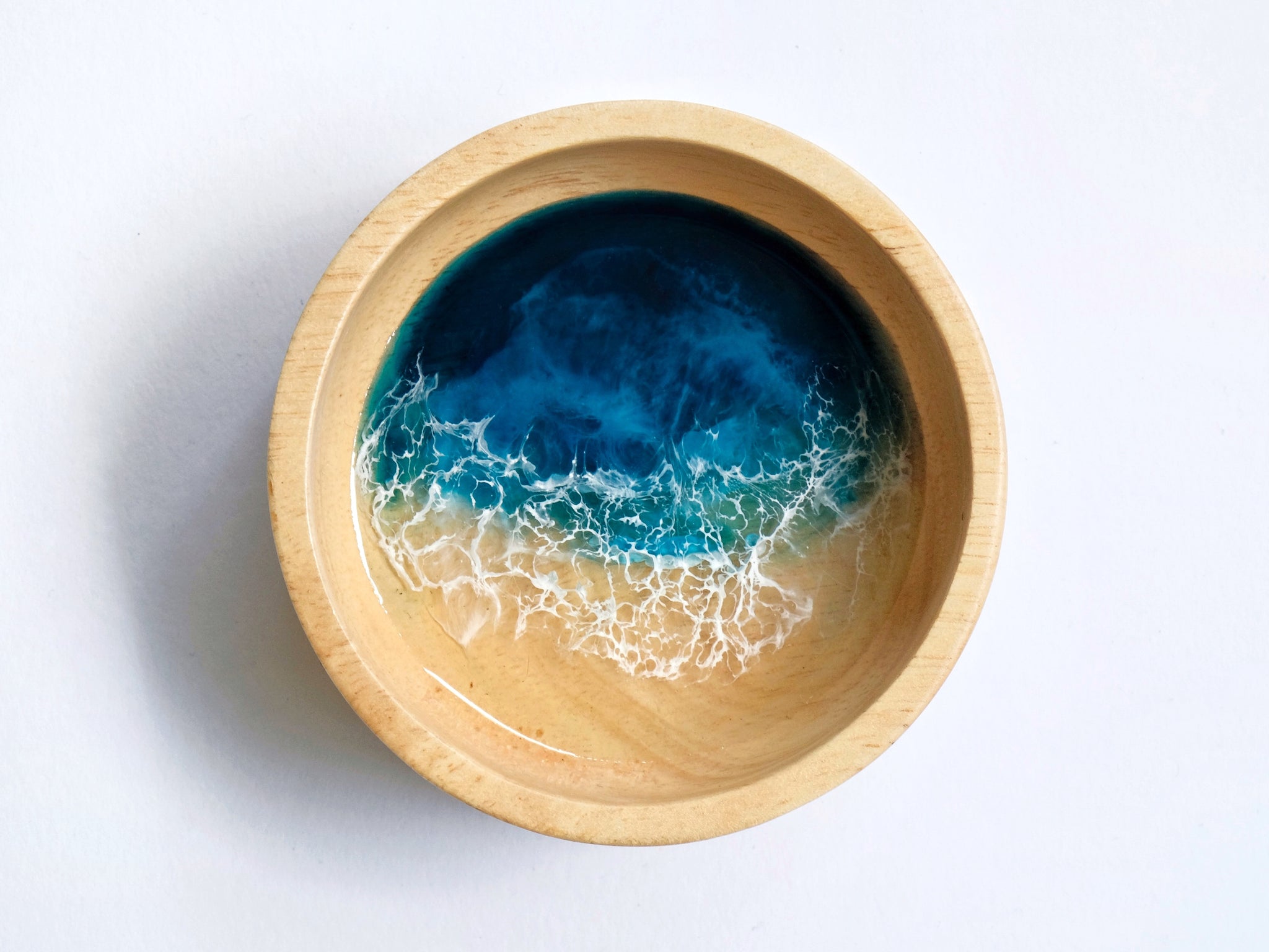 Round Trinket Bowl (8.9cm; Light): Dark Teal Seascape #1