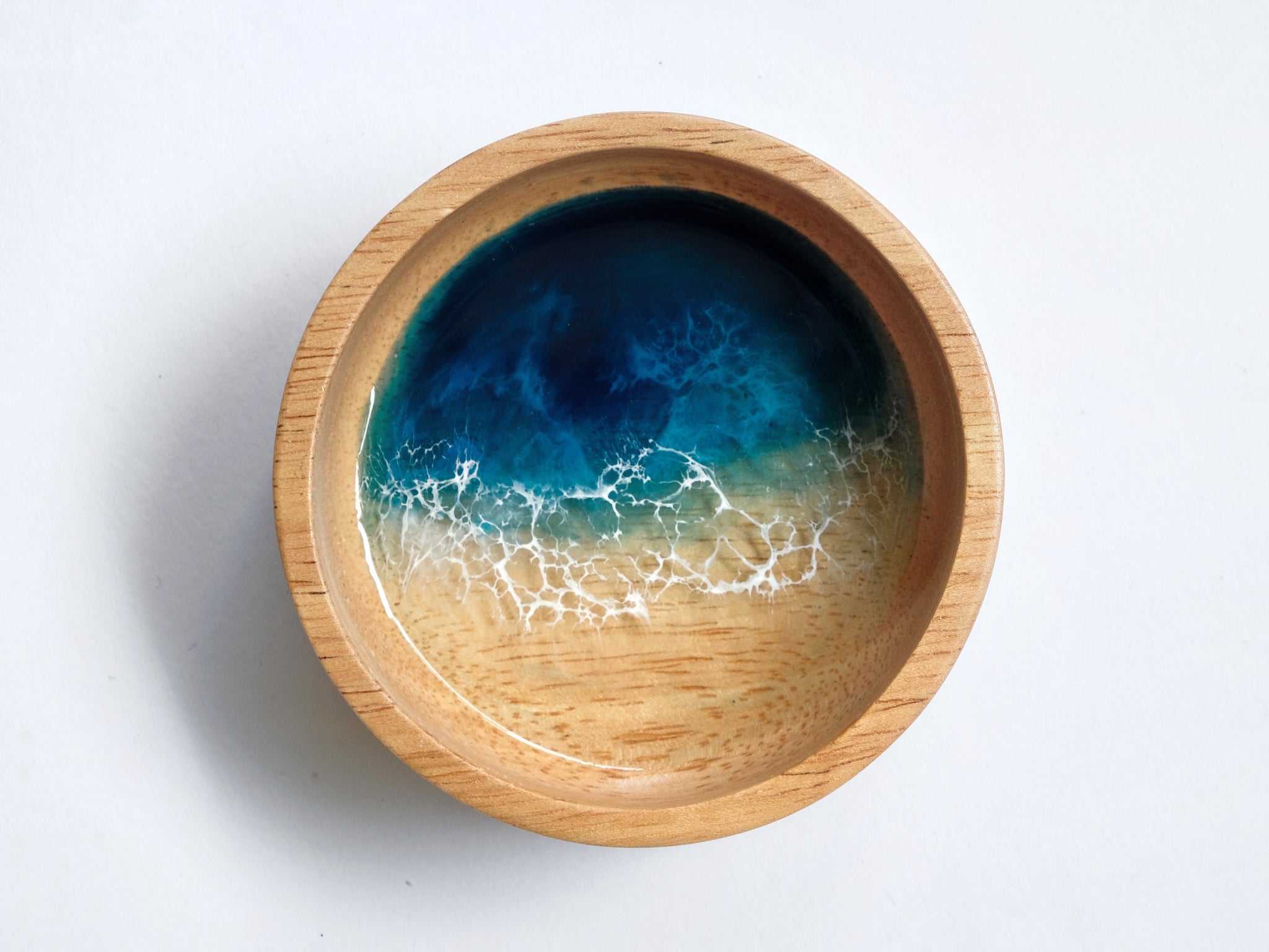 Round Trinket Bowl (8.9cm; Light): Dark Teal Seascape #2