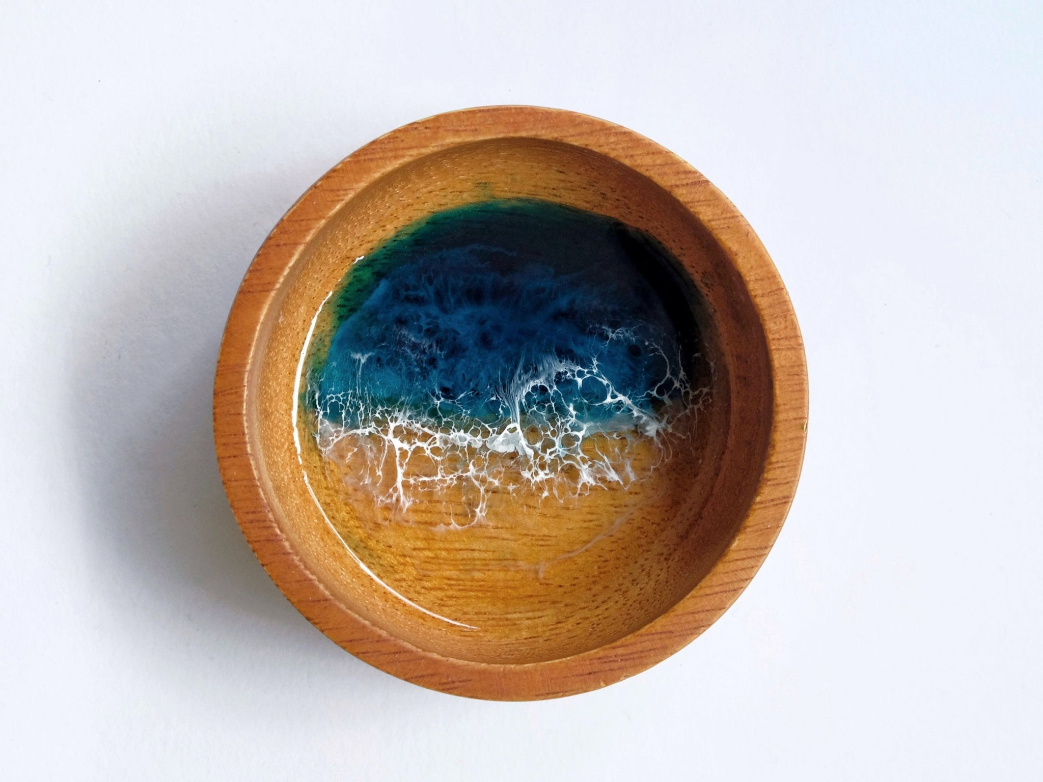 Round Trinket Bowl (7.8cm): Dark Teal Seascape #1