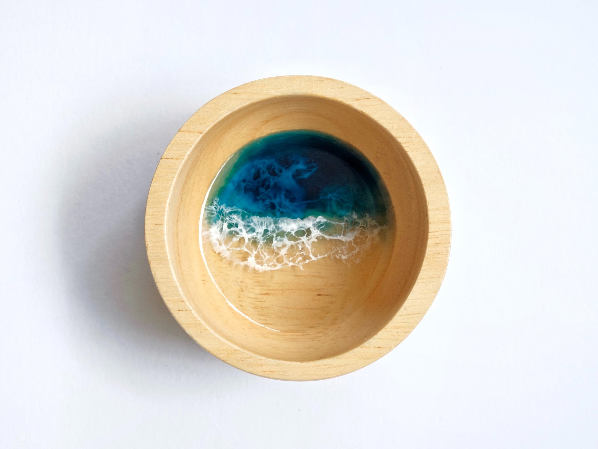 Round Trinket Bowl (7.3cm): Dark Teal Seascape #2