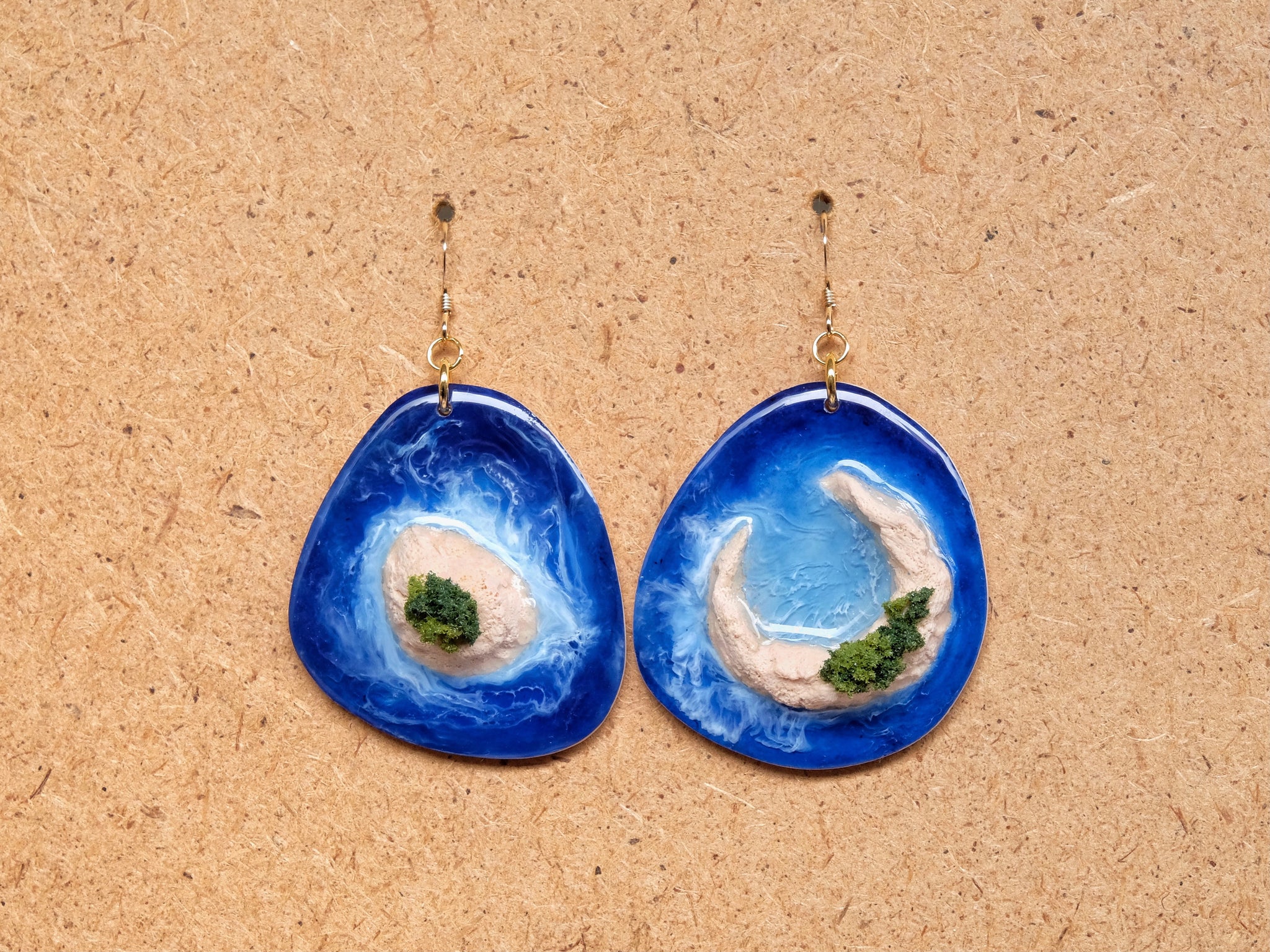 Island Earrings Collection: Blue on Beige #5