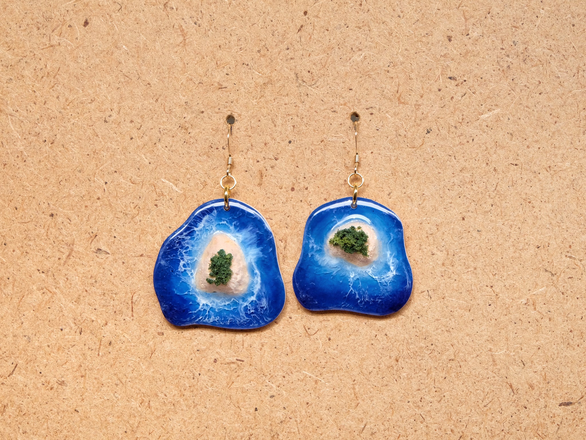 Island Earrings Collection: Blue on Beige #3