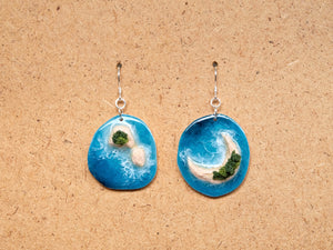 Island Earrings Collection: Teal on Beige #3