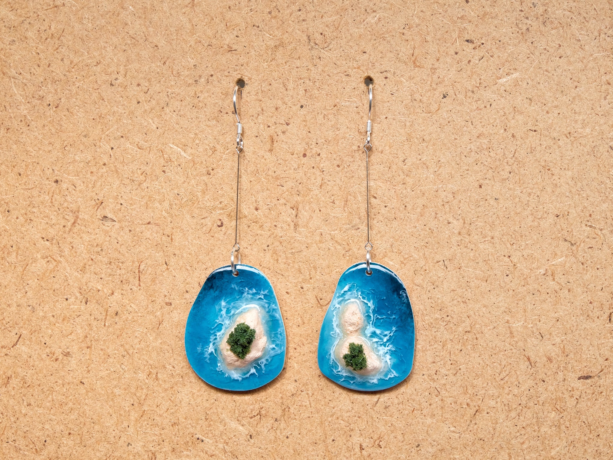 Island Earrings Collection: Teal on Beige #2