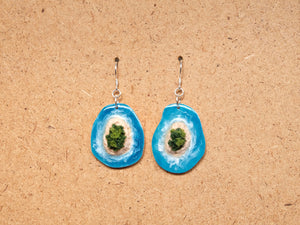 Island Earrings Collection: Teal on Beige #1