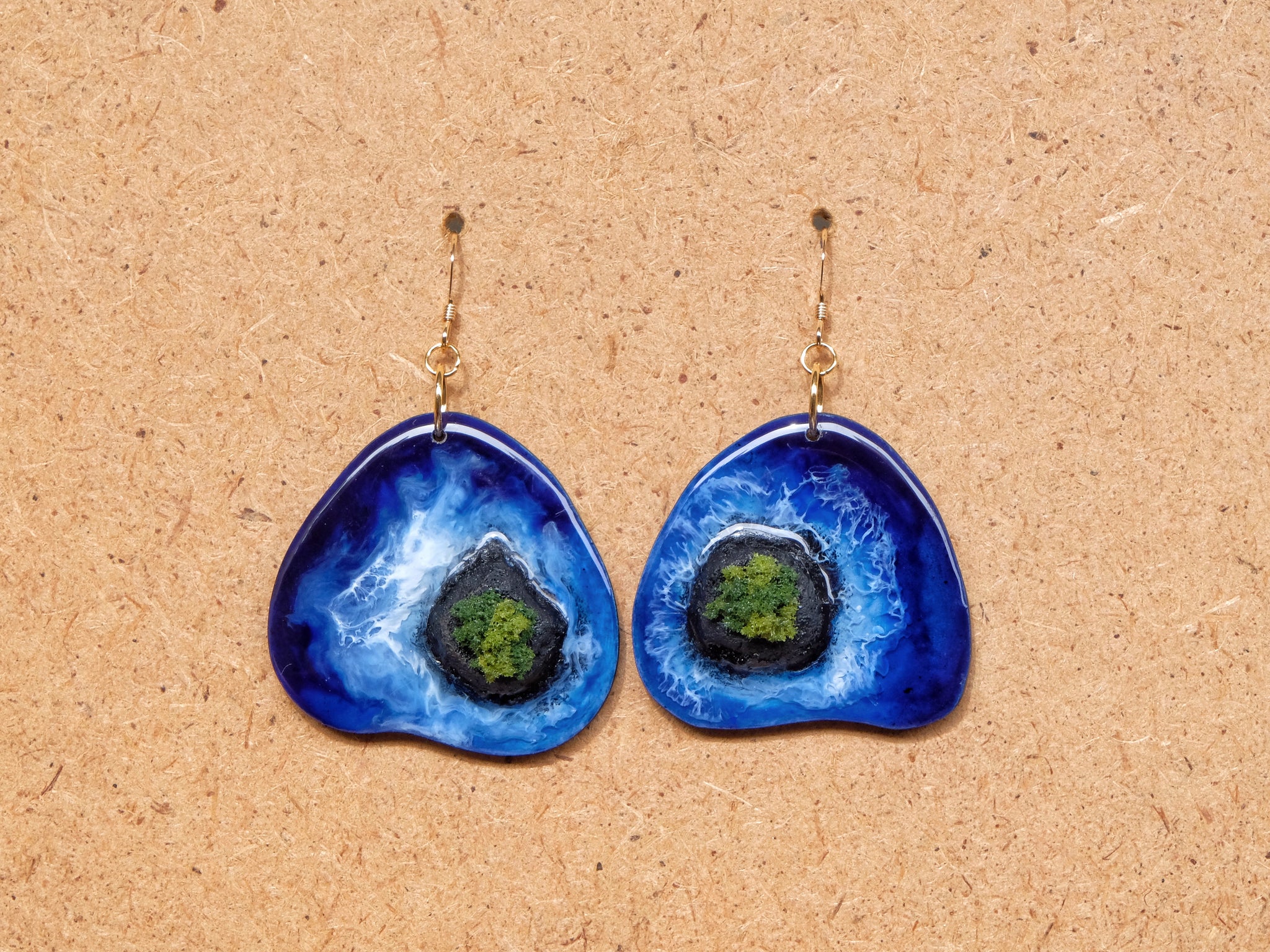 Island Earrings Collection: Blue on Black #3