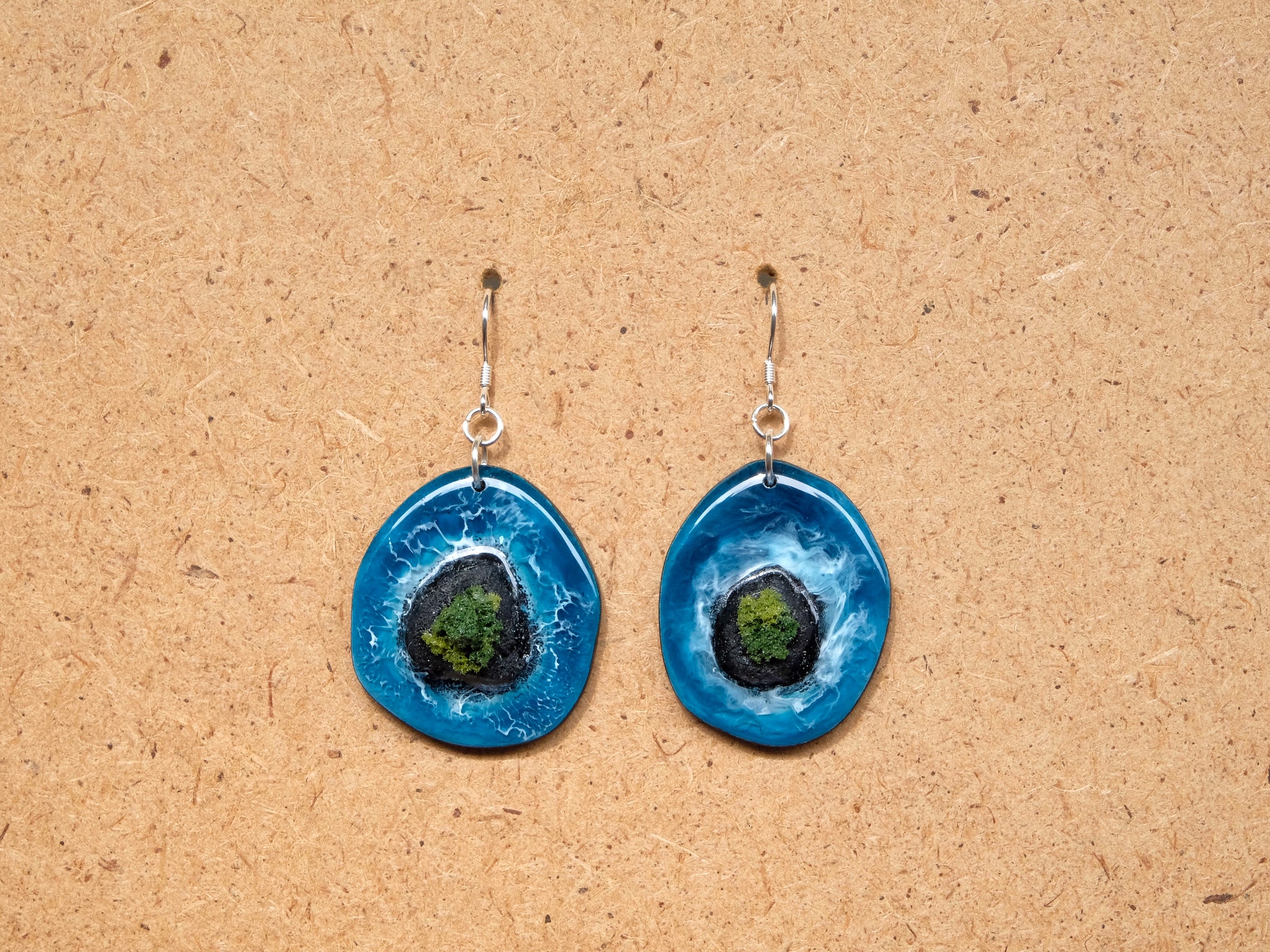 Island Earrings Collection: Teal on Black #1