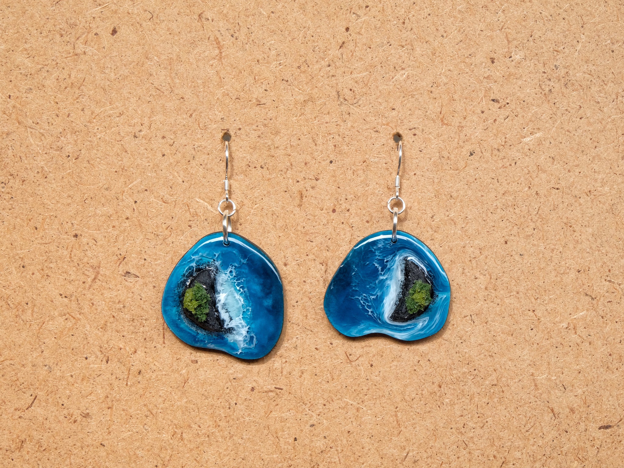 Island Earrings Collection: Teal on Black #2